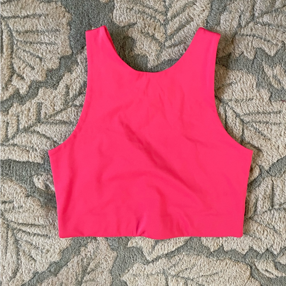 girlfriend collective Bright Pink Scoop Back Sports Bra